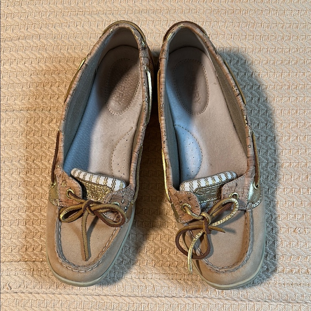 Women's Sperry Angelfish Tan & Gold Boat Shoes